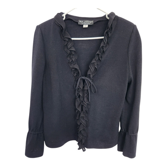 ST. JOHN Evening Santana Knit Cardigan Wool Silk Quiet Luxury Designer Classic - Picture 1 of 7